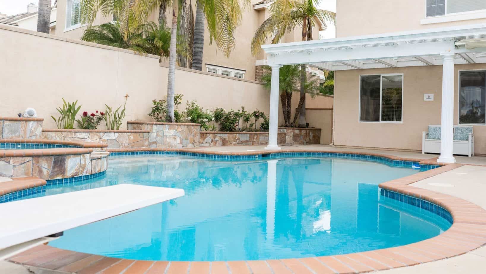 Pool and deck at the rear of the residence